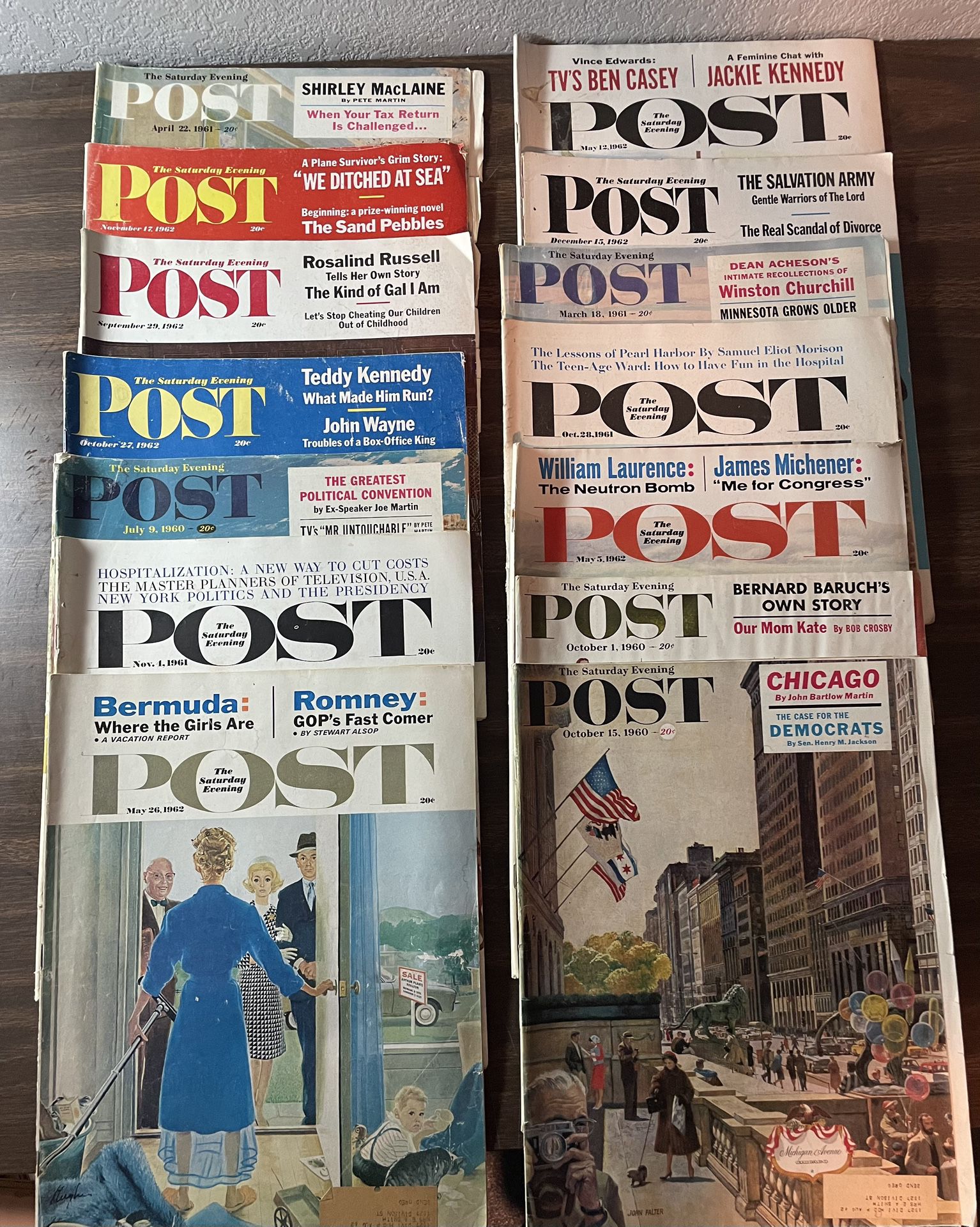 Lot of 22 Vintage  1960s SATURDAY EVENING POST Magazines Antique Magazines Ads