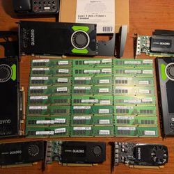 LOT: 384GB DDR4 Ram. Quadro Video Cards