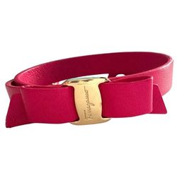 Salvatore Ferragamo Red Leather Double Wrap Bracelet