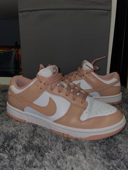 Woman Nike dunk low rose gold tan color