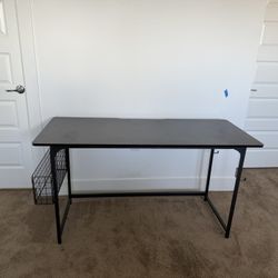 Black Metal Desk with Basket