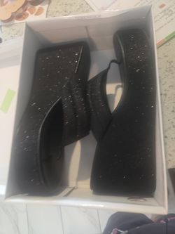 Black wedge sandals