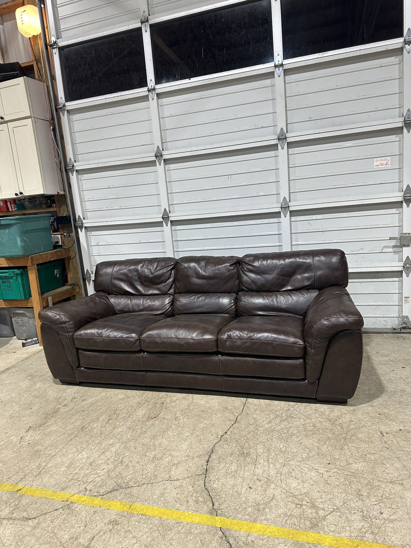Brown leather sofa