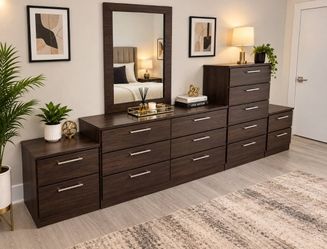 Dresser With Mirror, Chest And Two Nightstands 🌌 Comoda Con Espejo, Gavetero Y Dos Mesitas De Noche 🌌