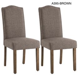  2pc Dining Chair Upholstered Parson Chair with Nailhead Trim, Set of 2