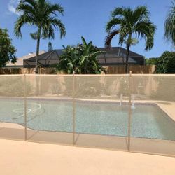 XtremepowerUS 90130 Pool Safety Fence HD 4X12 Sand Beige Stainless Steel Pole XP