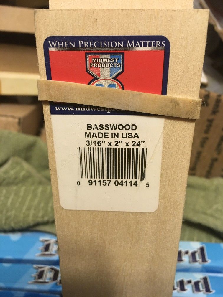 Midwest Basswood wood 3/16" x 2 x 24in (1)pc.