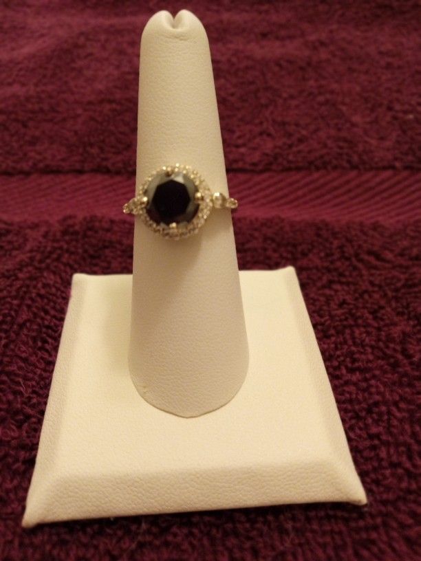Natural Black Diamond Ring Women's Size 7 