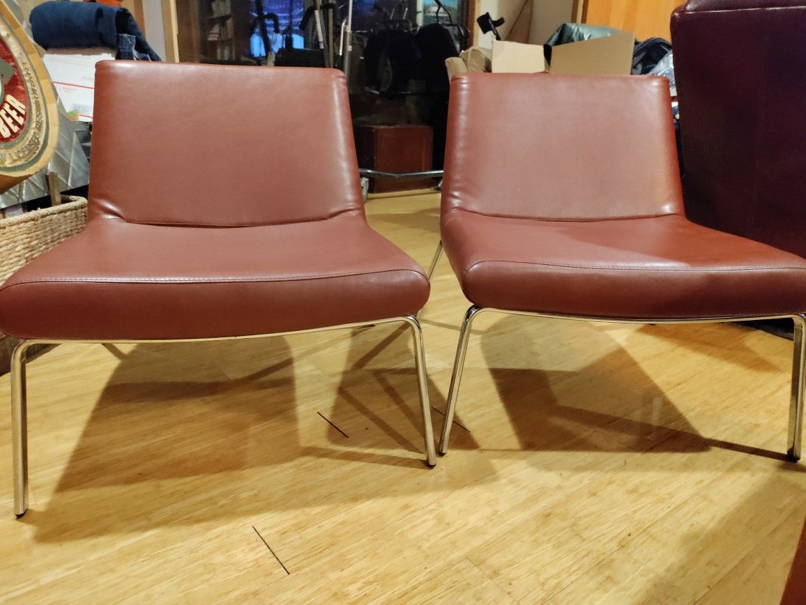 Set Of 4 Mark Kapka Designed Keilhauer Celia Leather Lounge Chairs! Mid Century Modern Style!