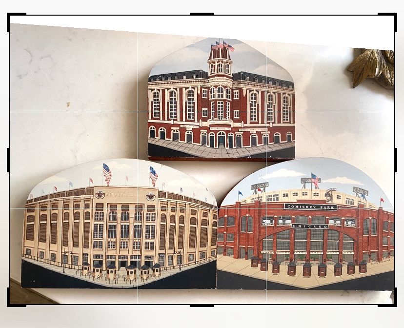 Ron Edelheiser Wood Plaque Baseball Stadiums- $15 ea or $40 for all Yankee Stadium - New York Shribe Park / Connie Mack - Philly Old Comisky Park -