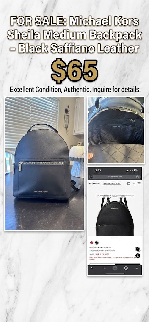 Michael Kors Sheila Medium Backpack - Black Saffiano Leather