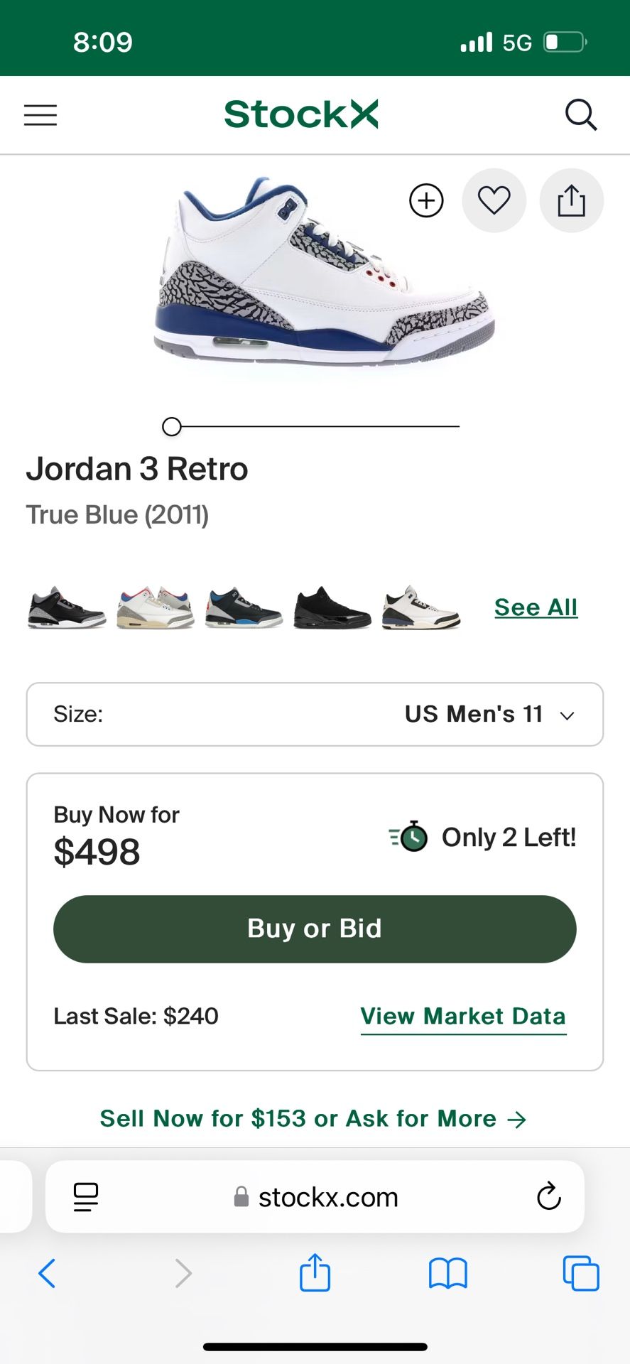 Air Jordan 3 True Blue Size 11 DS 2011 Release