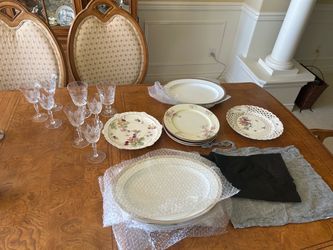 Hand painted plates and glassware