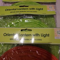 Oriental Lanterns W/lights ea Reqs (2 AA) batteries 