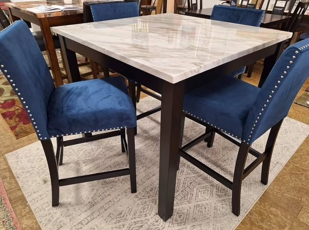 counter height marble top dining set
