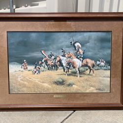 Watching The Wagons Frank McCarthy Limited Edition Lithograph Signed 