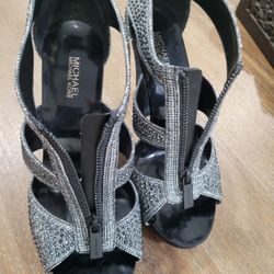 Super Cute Black And Silver Rhinestone Michael Kors Heels