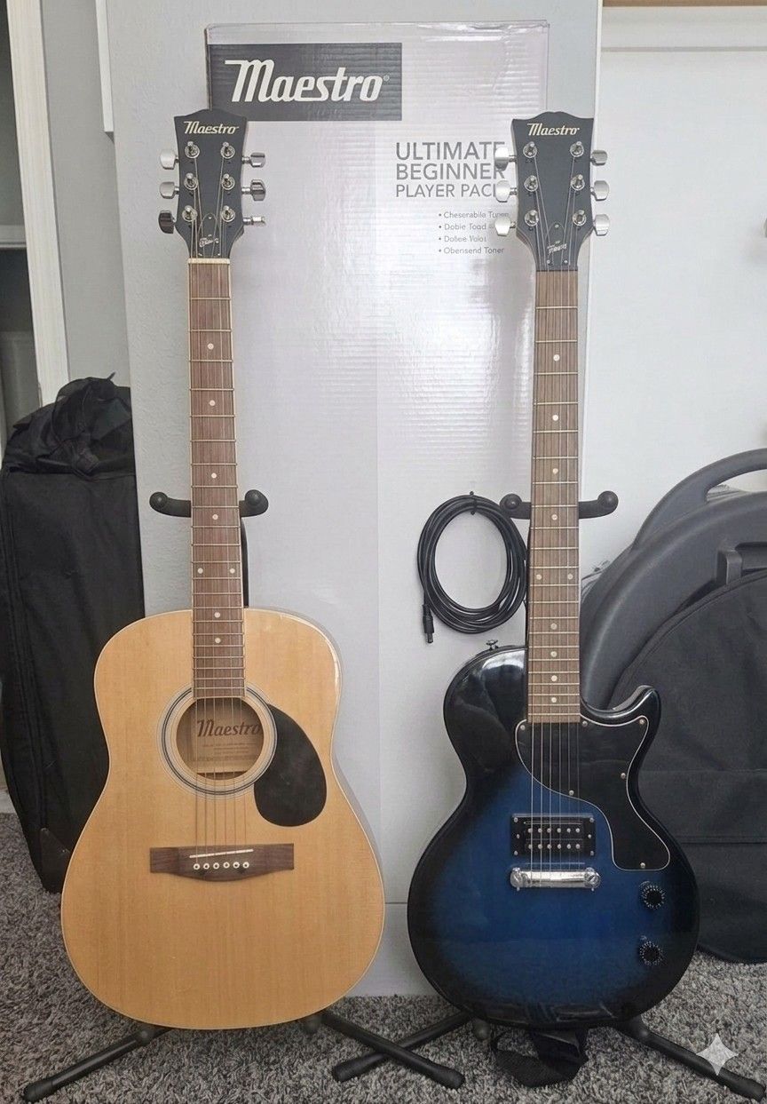 Ultimate Beginner Guitar Bundle – Maestro by Gibson Acoustic & Electric Combo (with Cases)