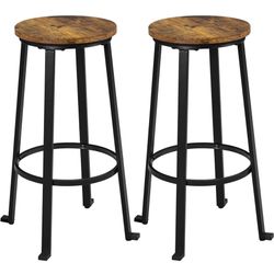 29.5 inch Bar Stools Set of 2 Bar Height Stools Industrial Tall Bar Chair Round Backless Counter Stools with Metal Legs for Dining Room/Living Room/Ki