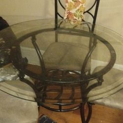 Glass Top Indoor / Outdoor Table With 3 Chairs 
