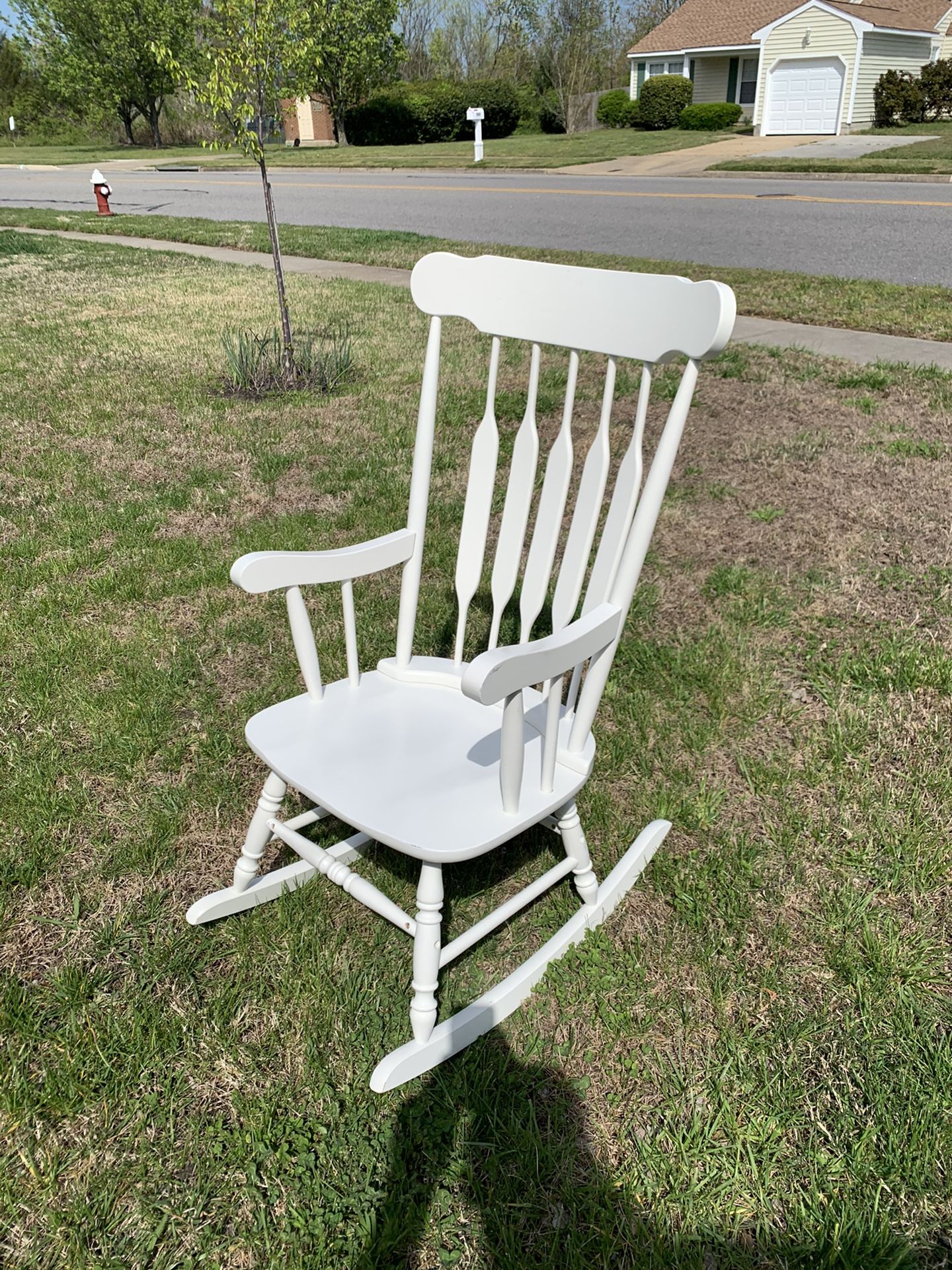 Great Condition Wooden White Rocking Chair