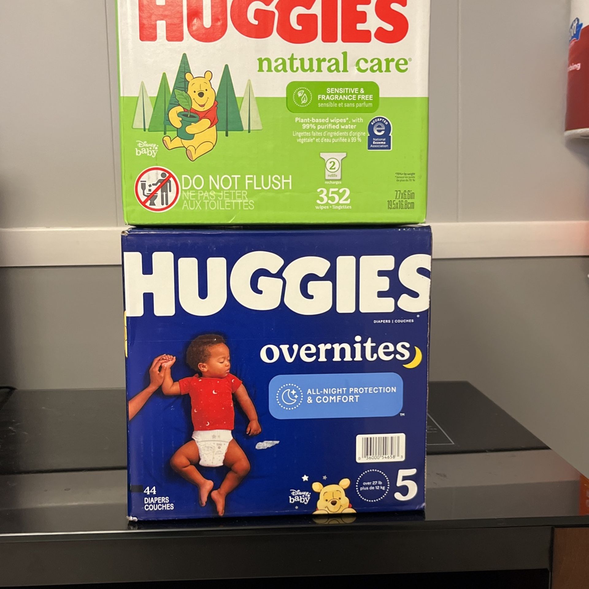 Huggies Overnites Size 5 & Huggies Wipes