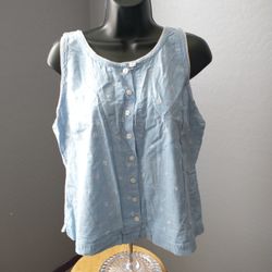 Willow Bay blue floral embroidered tank top size large (14-16)
