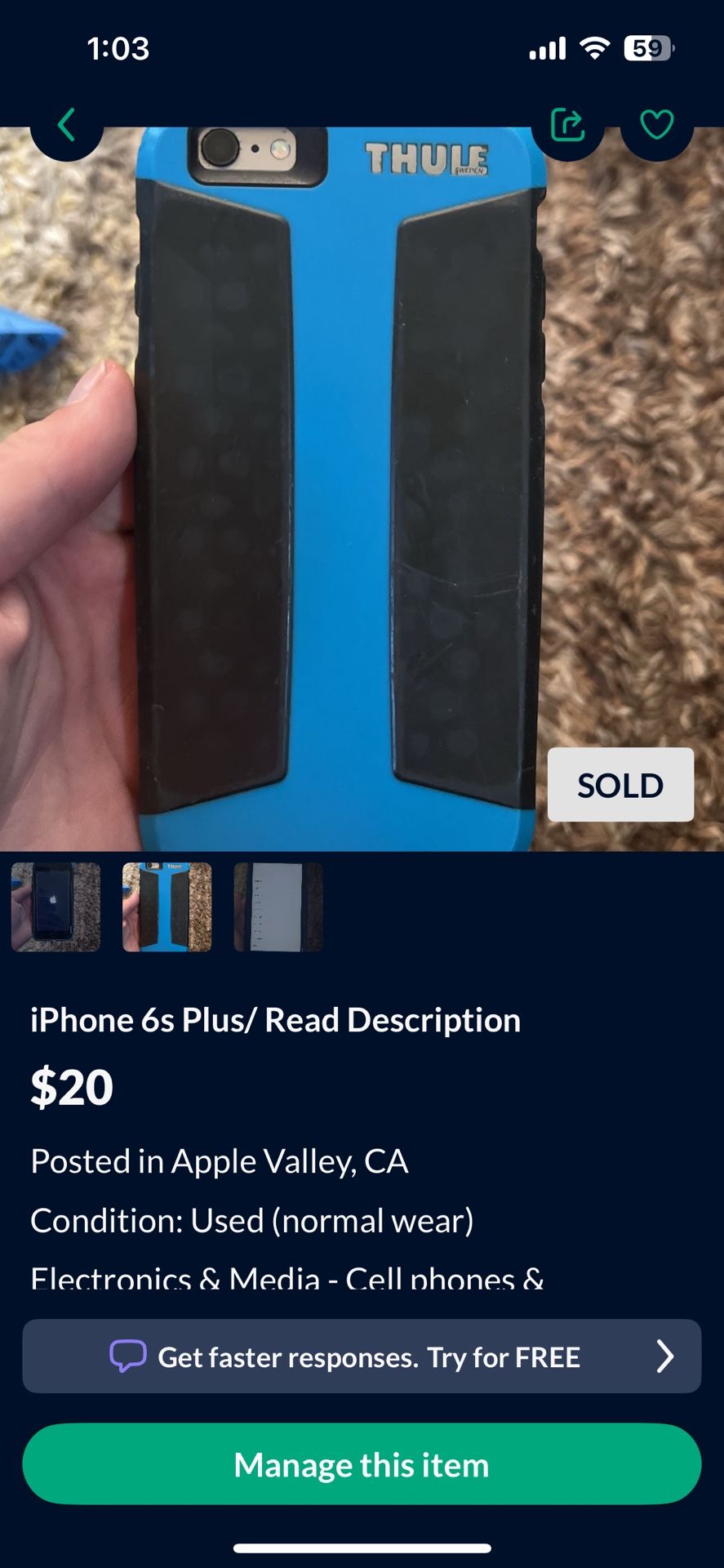 Not Sold/ iPhone 6s Plus/ Read Description 