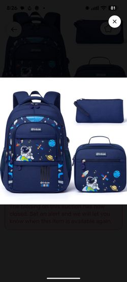 Fimibuke Kids Backpack for Boys, Waterproof Space Backpack w/Lunch Box Set
3 PCS Astronaut Bookbag Lunch Box Combo (Blue)