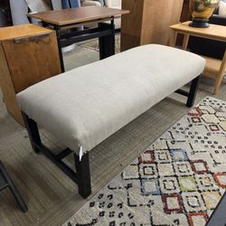 Large Beige Upholstered Bench