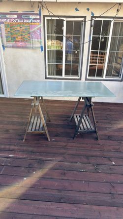 Glass and wood table