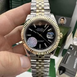 (400$)Rolex Datejust 36 Black Dial Two Tone Fluted Bezel Jubilee