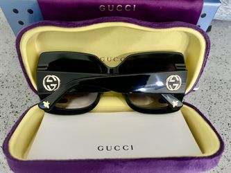 New Gucci GG0083s Oversized Square Women Black Sunglasses