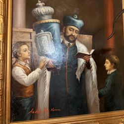 Oil painting on canvas in a gilded wooden frame.