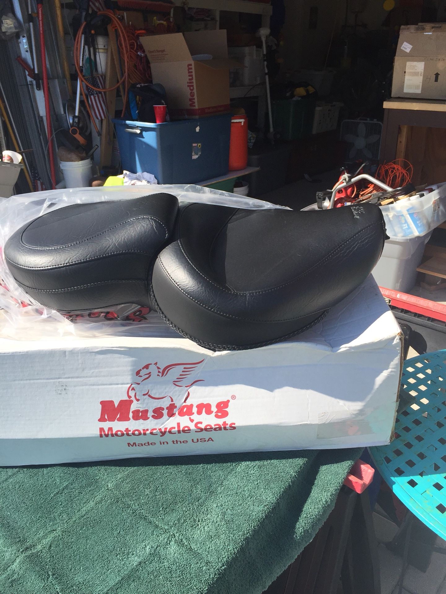 Never used mustang two up m/c seat price reduced Firm 150.00