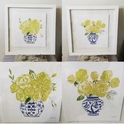 18 x18 White Wood Framed Ginger Jar Art Prints by Artist Farida Zaman – Pair