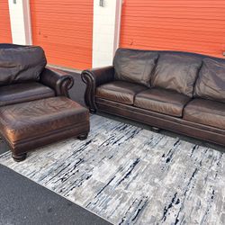 Rustic Leather Couch Set *FREE DELIVERY*