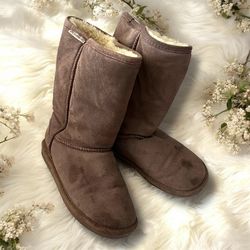 BEARPAW Women’s Elle Tall Suede Boots – Hickory Brown (Size 8)