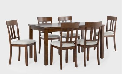 Dining Table Set for 6 — Solid Wood, 60" Rectangular (Living Spaces "Orly") — $200