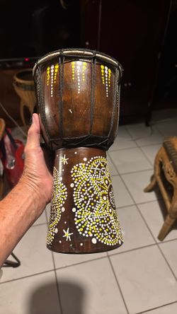 Miniature Handheld Handpainted Conga Drum 13 Inches