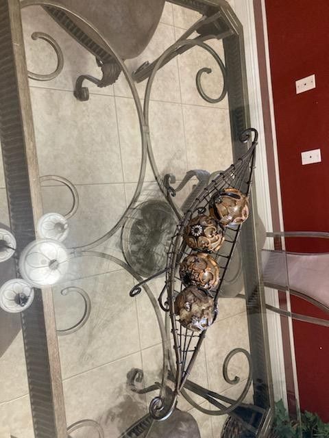 Glass And Metal Dining Room Table 42"x 6'.