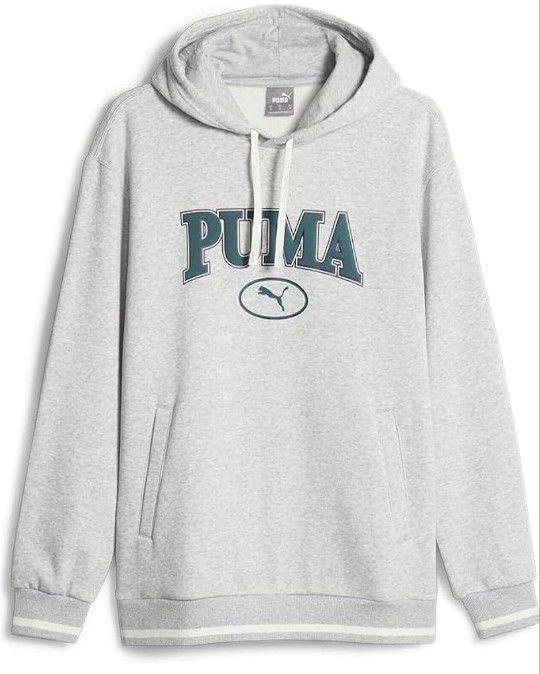 NWOT PUMA Men's Squad Light Grey Heather Hoodie Sweater Size S MSRP $60
