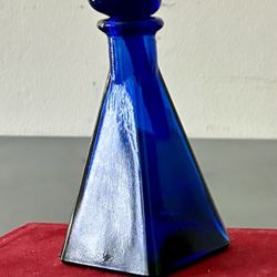 Cobalt Blue Art Deco Perfume Bottle
