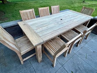9 Piece Grade A Teak Outdoor Dining Table with 8 Chairs