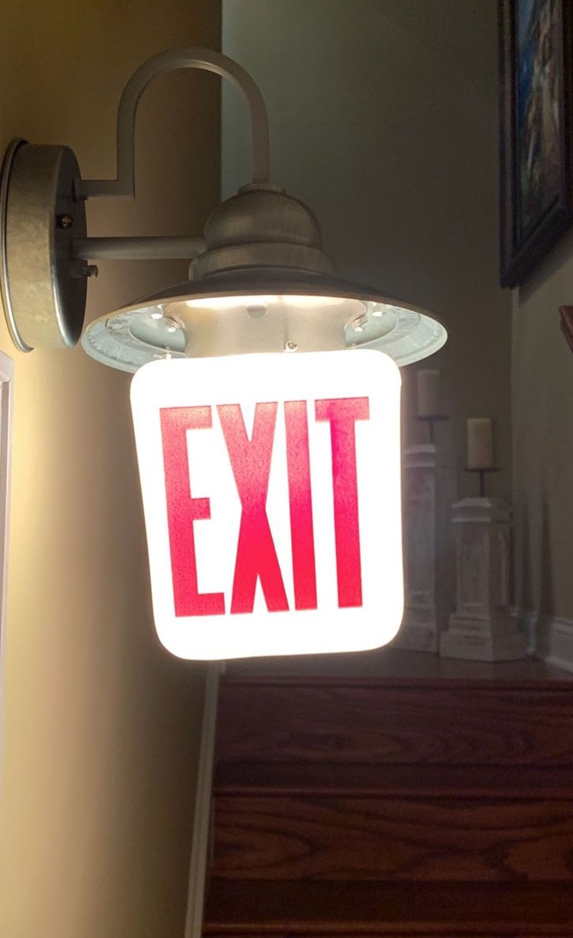 Light Fixture With Antique Exit Glass Globe for Sale in New Lenox