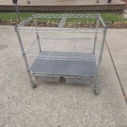 Short Rolling Metal Storage Cart