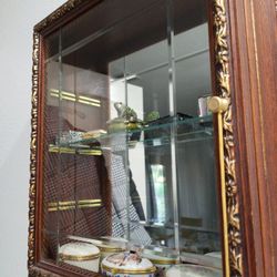 Nieman Marcus Display Cabinet For Little Precious Collectibles. 2 Glass Shelves. Bevelled Glass Door 18"L X15" W, 3 1/2"depht Exclude Items In Cabinet