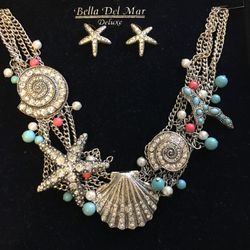Necklace And Star Ear Rings, Beachy