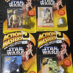 Lot of 4 Action Masters Die-Cast Collectibles Star Wars 1994 Kenner NEW SEALED