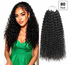 Deep Wave Feather Crochet Human Hair 16 Inch 100g Curly Miracle Knot Crochet Hair Extensions 80 Strands Pre-Separated Boho Crochet Bundles Human Hair 
